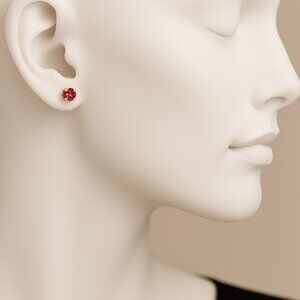 Swarovski Crystal Stud Earrings – Gold Overlay - Red Stone - Luxury Jewelry
